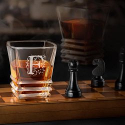 Verre à whisky Geometric avec gravure pour homme et pour femme avec initiale