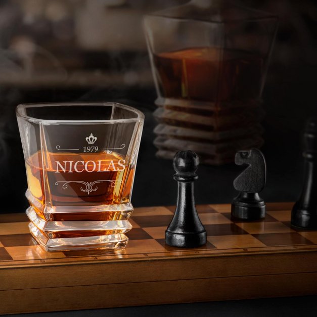 Verre à whisky Geometric avec gravure pour lui pour anniversaire