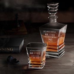 Ensemble Carafe Geometric et 4 verres avec gravure pour couple anniversaire de mariage crémaillère