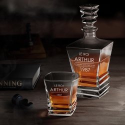 Ensemble Carafe Geometric et 4 verres avec gravure pour un homme élégant