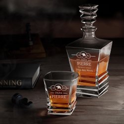 Ensemble Carafe Geometric et 6 verres avec gravure pour papa pour la fête des pères