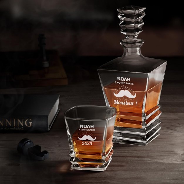 Ensemble Carafe Geometric et 6 verres avec gravure pour un gentleman pour son anniversaire
