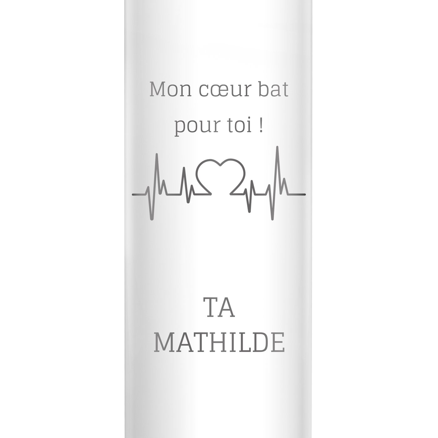 Bouteille isotherme blanche personnalisée avec un affichage LED pour un homme pour la Saint-Valentin