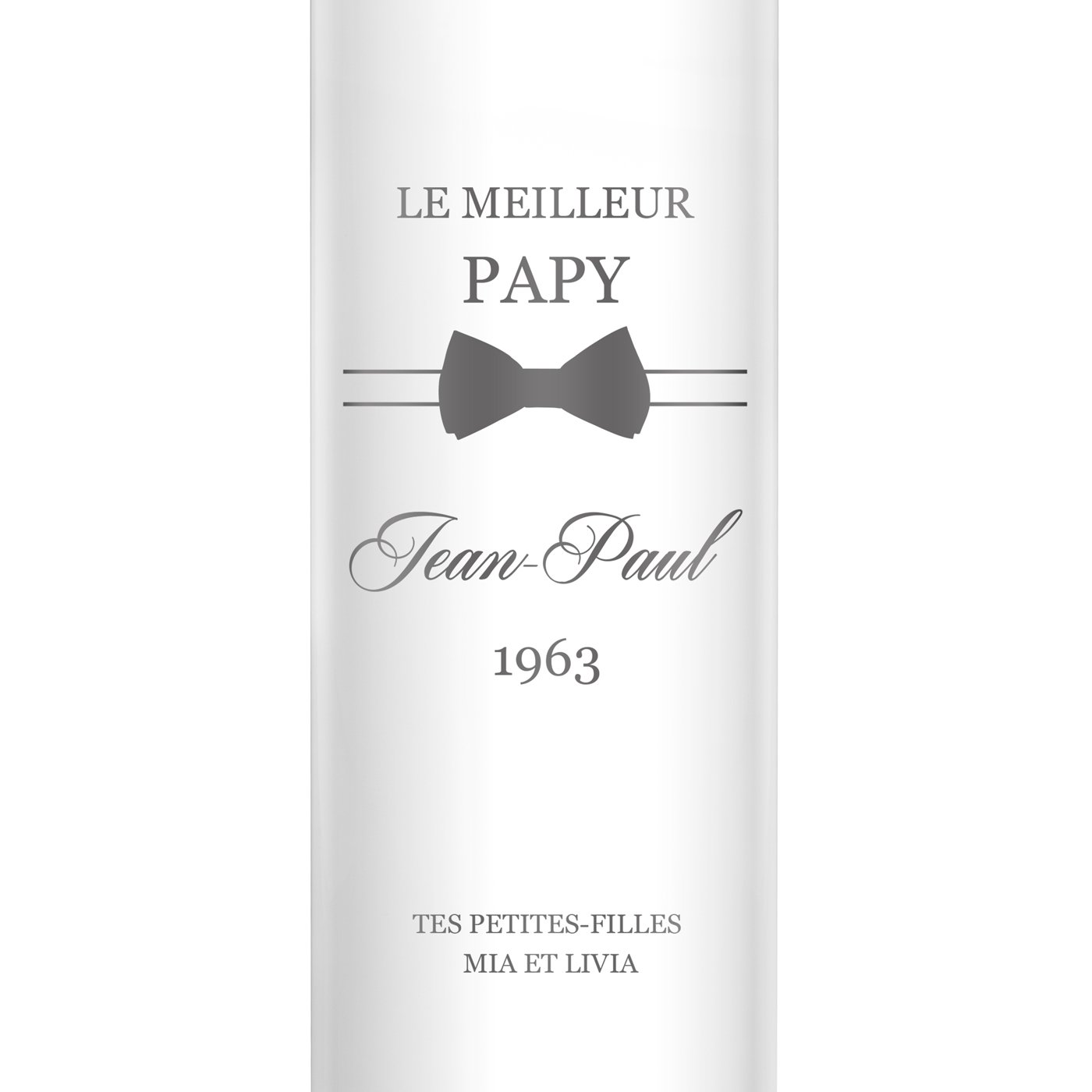 Bouteille isotherme blanche personnalisée avec un affichage LED pour l'anniversaire de papy
