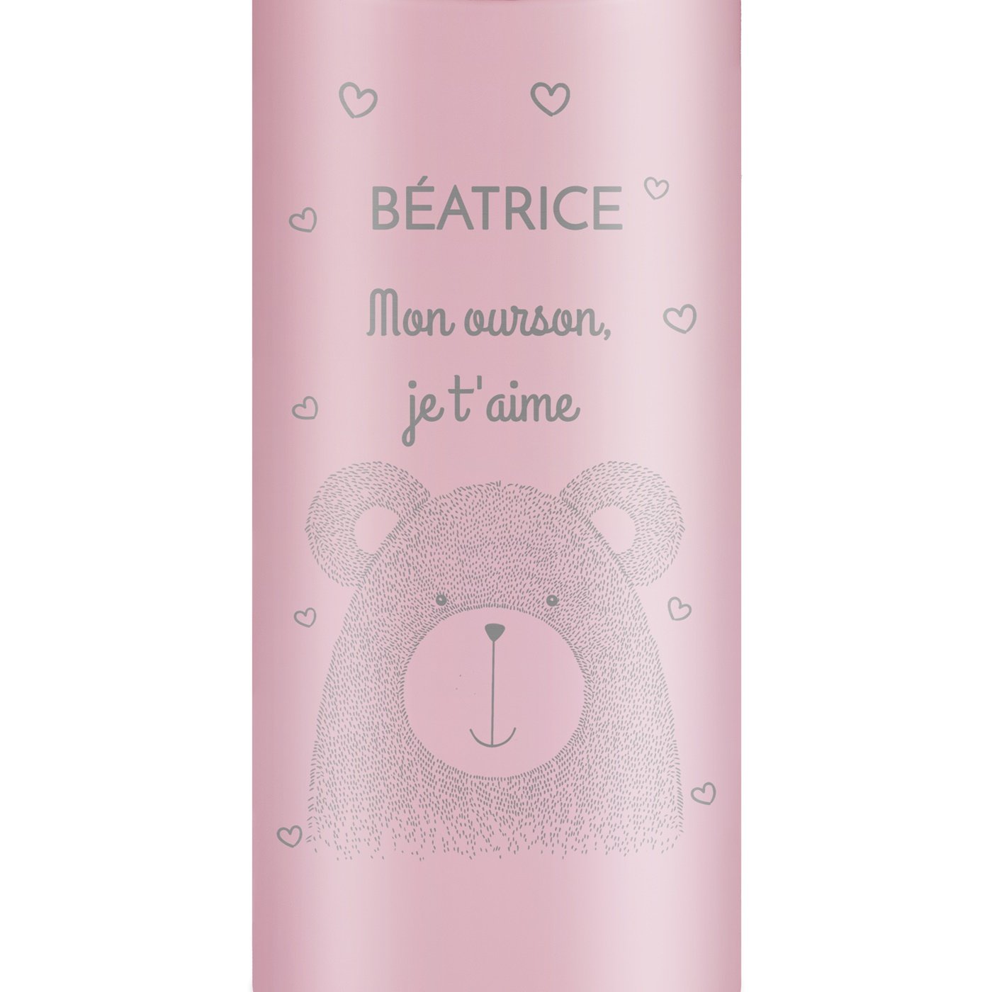 Mug thermos rose avec gravure avec un affichage LED pour une femme pour la Saint-Valentin