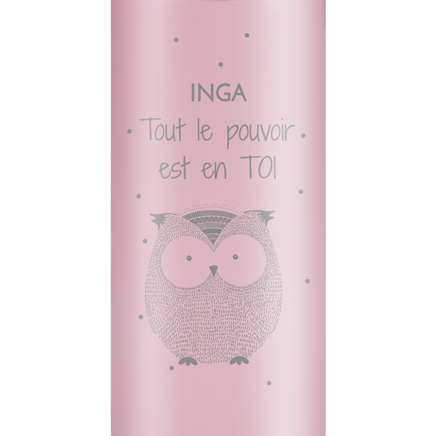 Gourde isotherme rose personnalisée avec un affichage LED pour l'anniversaire d'une fille
