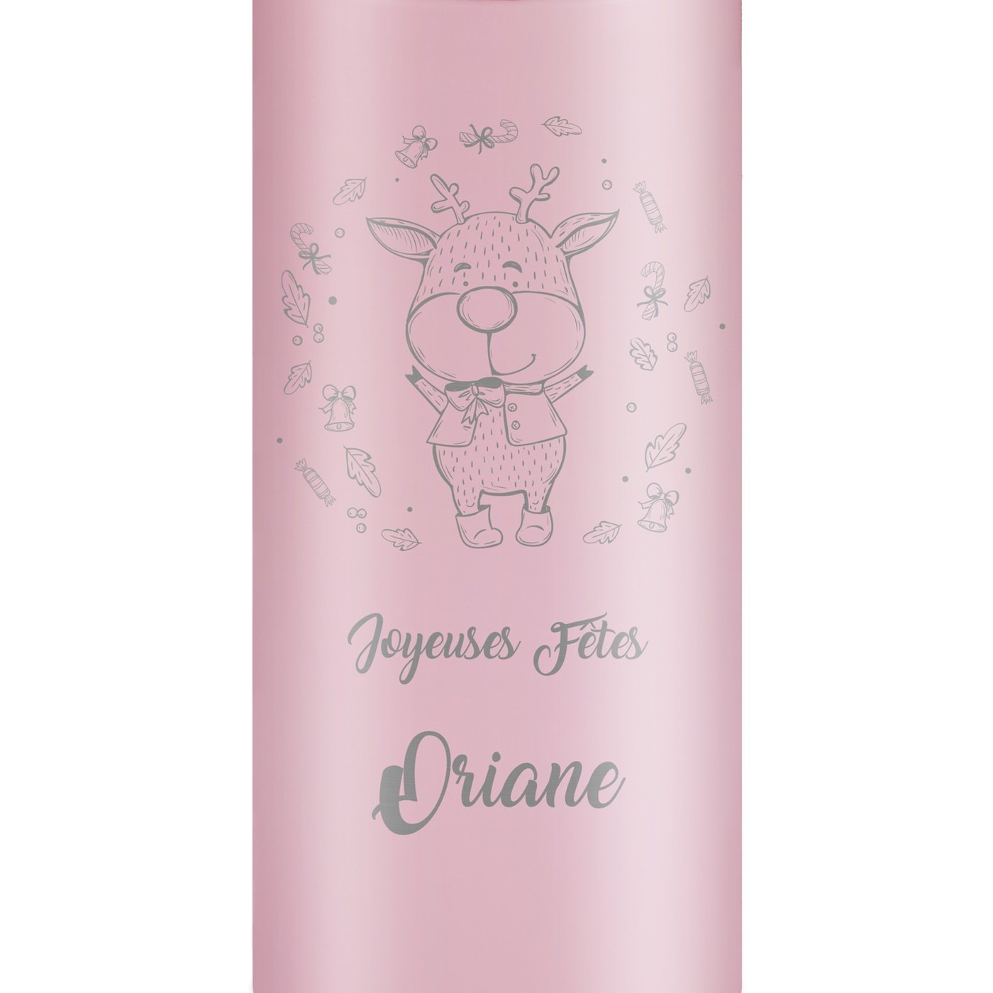 Mug de voyage rose avec gravure avec un affichage LED pour une petite fille pour Noël