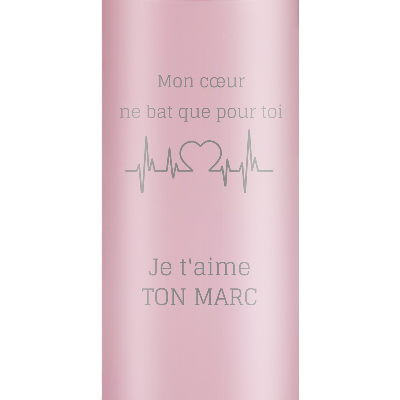 Mug de voyage rose avec gravure avec un affichage LED pour elle pour la Saint-Valentin