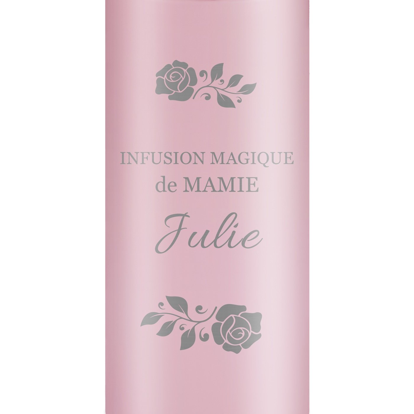 Mug isotherme rose avec gravure avec un affichage LED pour la fête des grands-mères