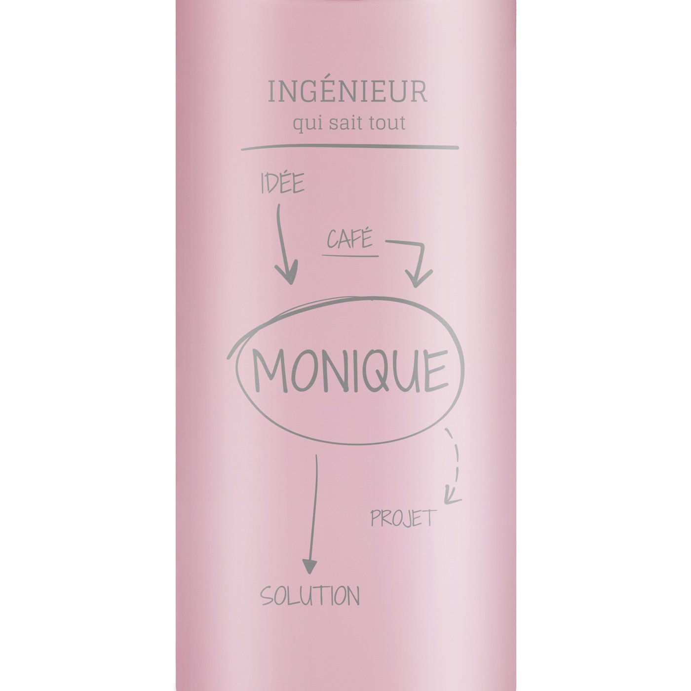 Mug thermos rose avec gravure avec un affichage LED pour une collègue