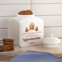 Pot à biscuits en céramique personnalisé pour un couple à l'occasion de Noël