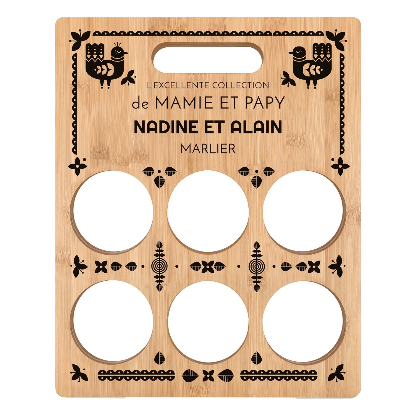 Casier à vin en bois avec impression pour grands-parents pour l'anniversaire de mariage