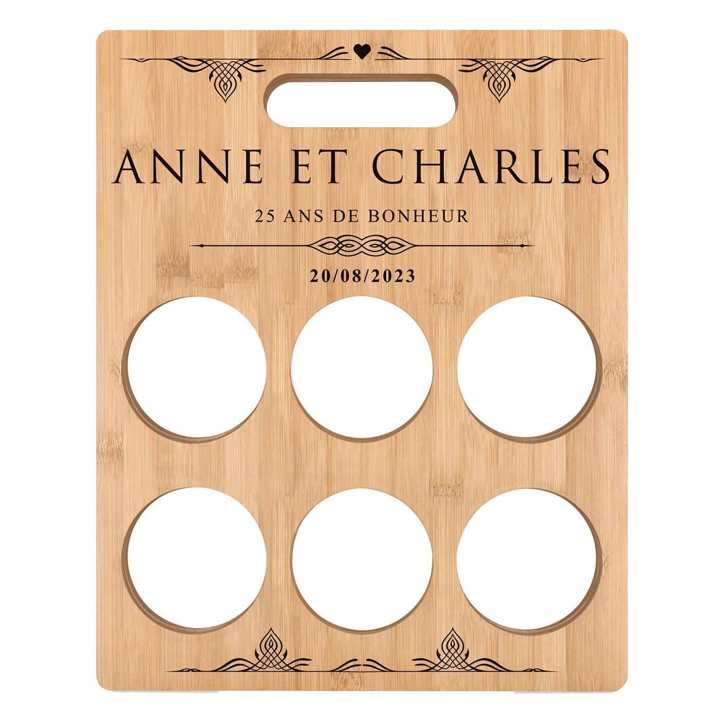 Casier à vin en bois avec impression pour un couple pour 25 ans de mariage