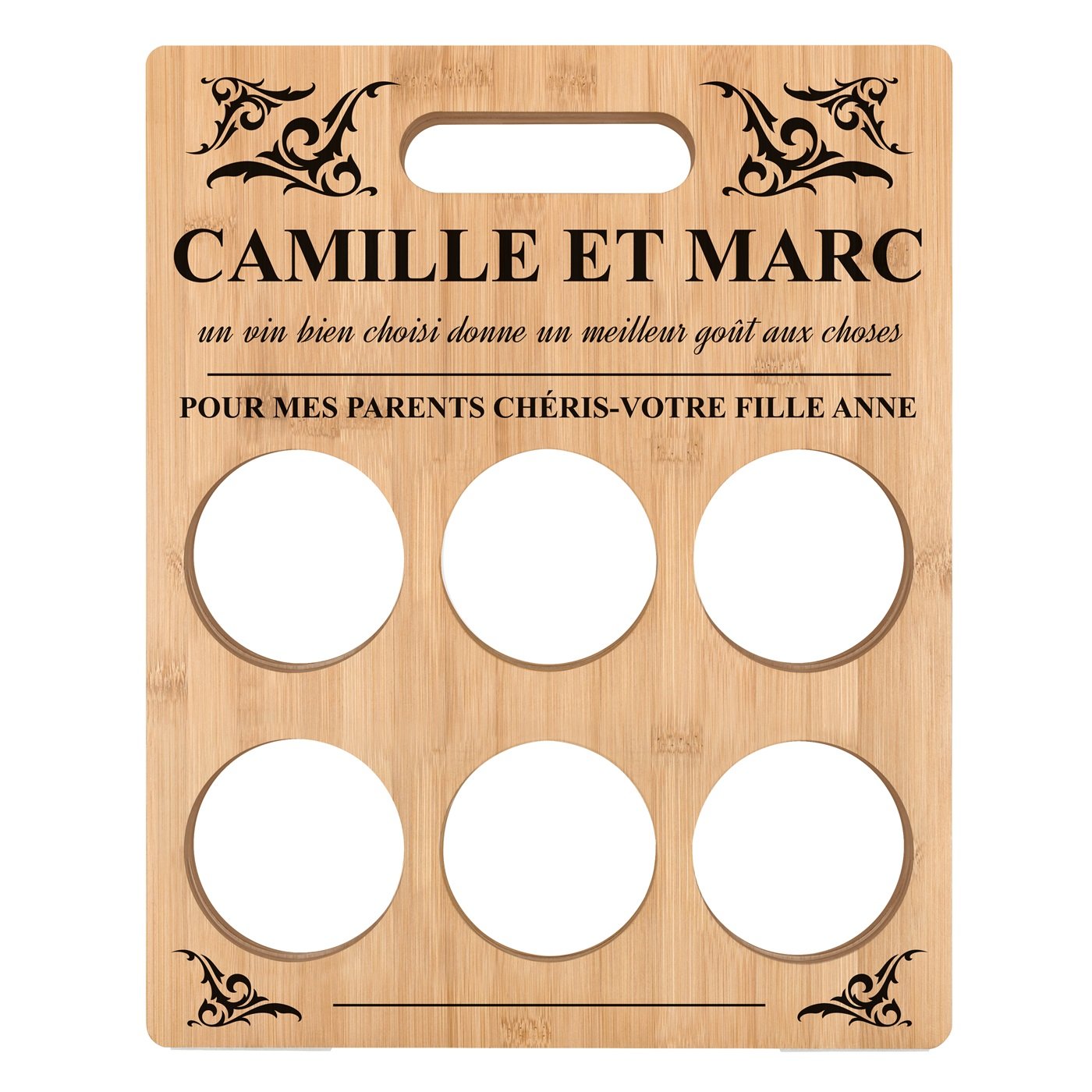 Casier à vin en bois avec impression pour parents pour l'anniversaire de mariage