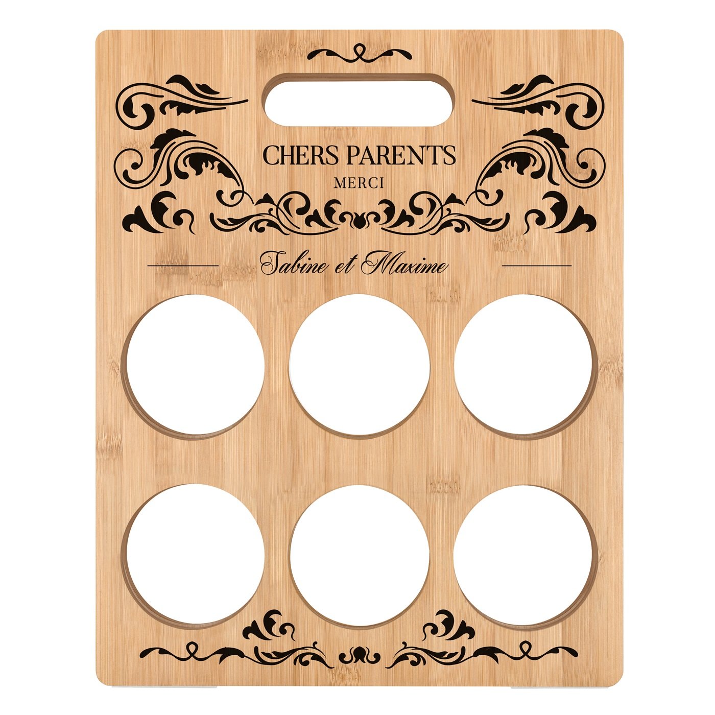 Casier à vin en bois personnalisé pour parents pour remerciement de mariage