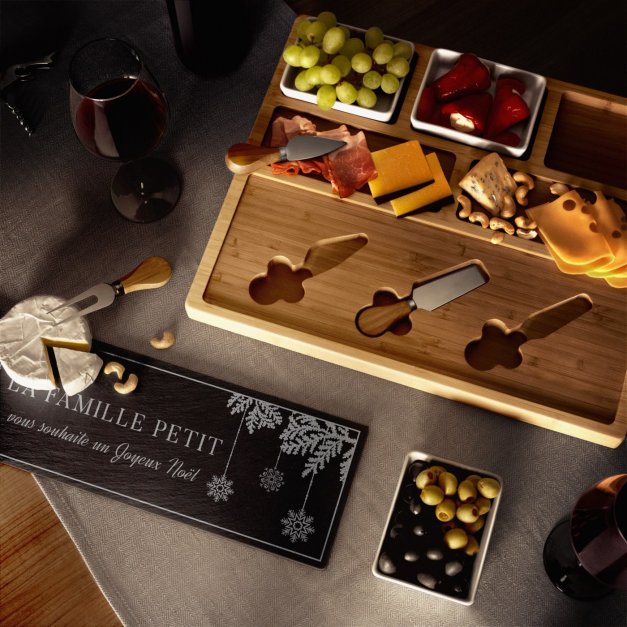 Plateau à fromage avec pierre personnalisée pour parents pour Noël
