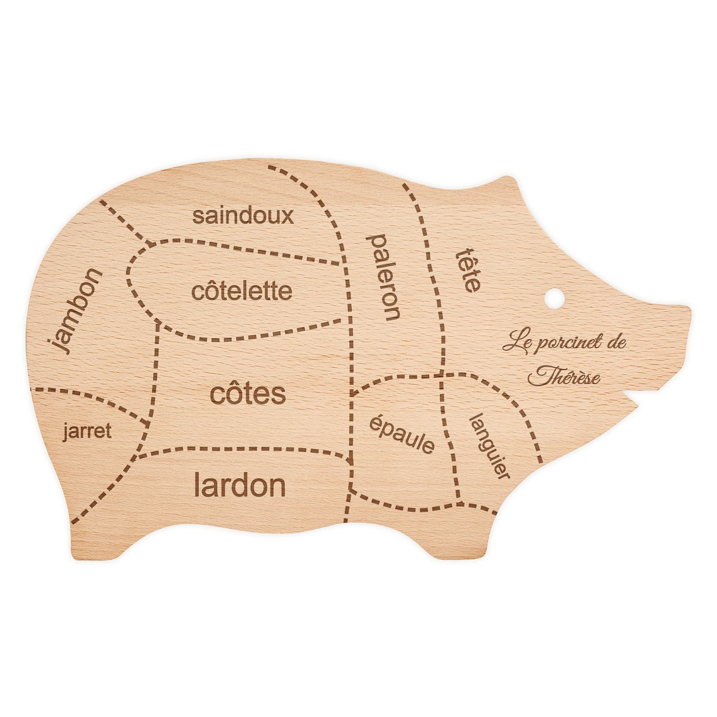 Planche à découper en forme de cochon personnalisée pour elle pour son anniversaire