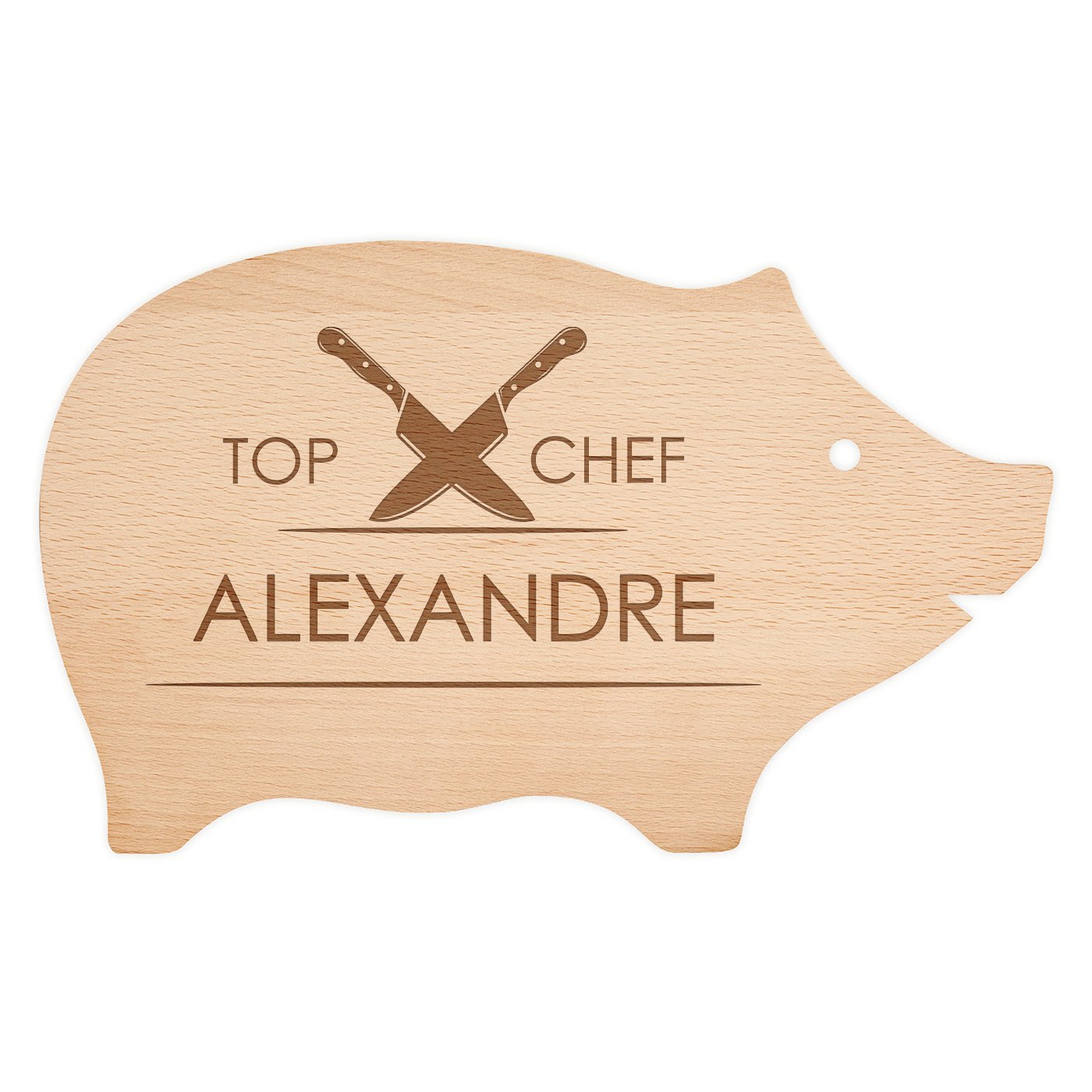 Planche à découper en forme de cochon personnalisée pour l'anniversaire d'un chef de cuisine