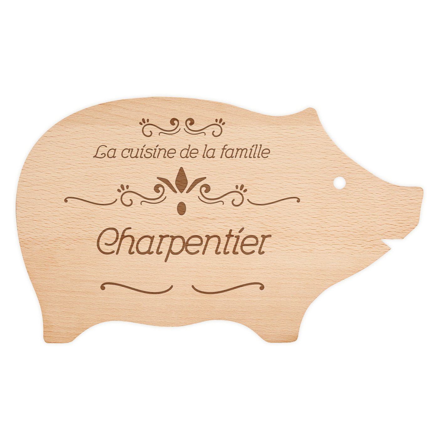 Planche à découper en forme de cochon avec gravure pour un couple pour l'anniversaire de mariage