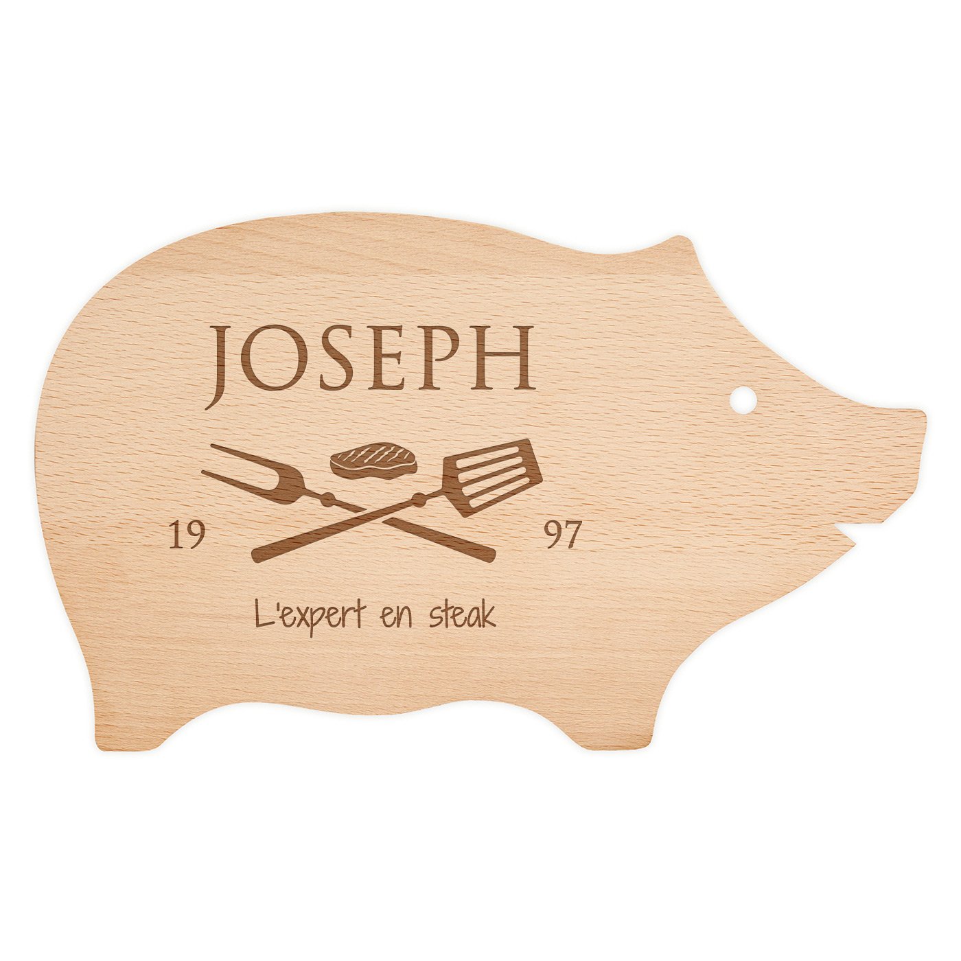 Planche à découper en forme de cochon personnalisée pour l'anniversaire de papa