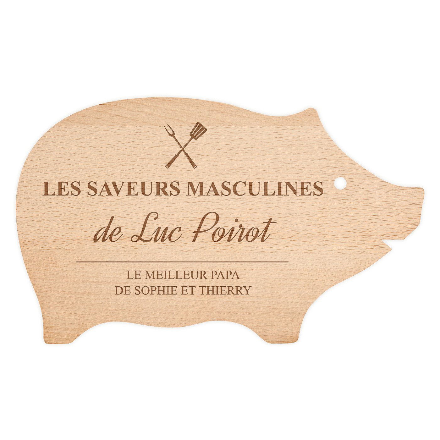 Planche à découper en forme de cochon personnalisée pour la fête des pères