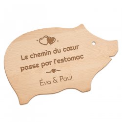 Planche à découper en forme de cochon personnalisée pour des amoureux