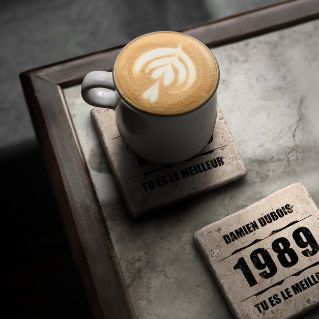 Set de sous-verres en pierre personnalisé pour l'anniversaire d'un copain