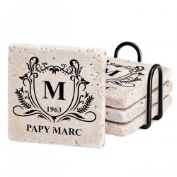 Set de sous-verres en pierre avec impression pour l'anniversaire de papy