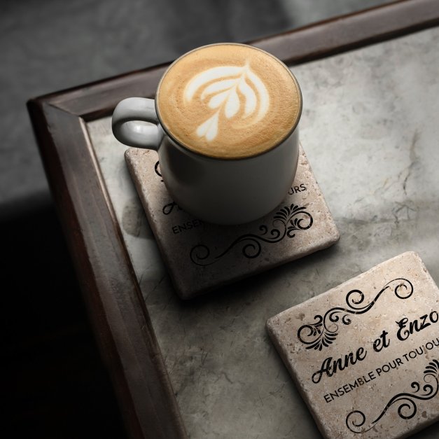 Set de sous-verres en pierre personnalisé pour un couple pour mariage