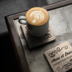Set de sous-verres en pierre personnalisé pour un couple pour mariage