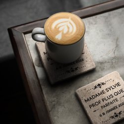 Set de sous-verres en pierre personnalisé pour remerciement prof