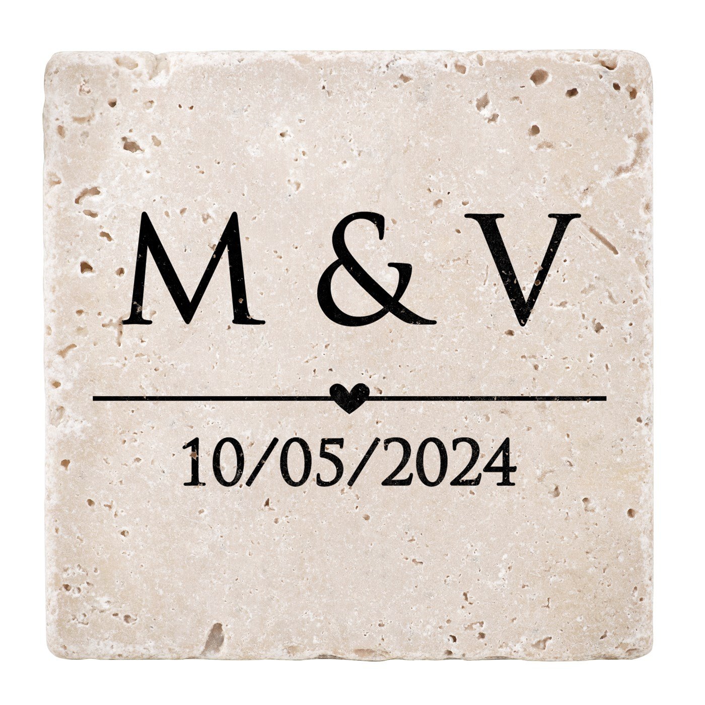 Set de sous-verres en pierre avec impression pour le marié et pour la mariée