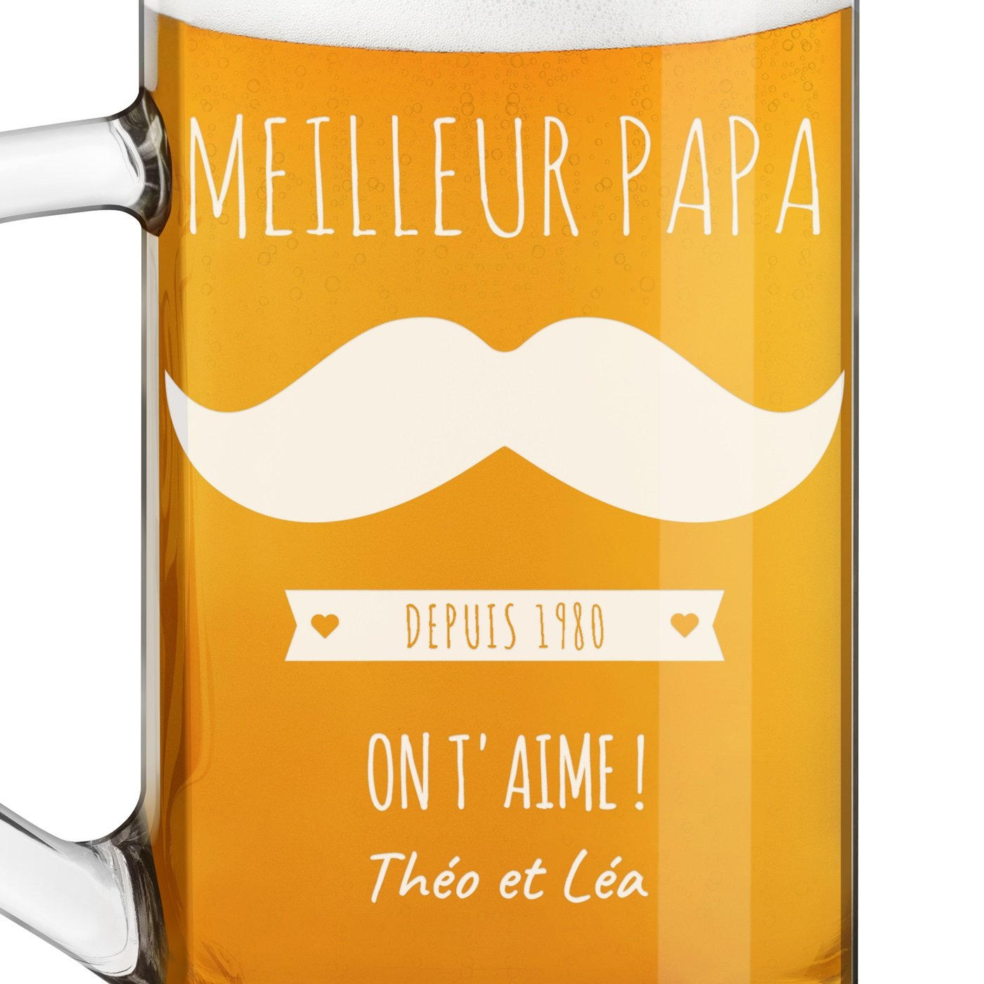 Chope à bière Geometric avec gravure pour père pour anniversaire
