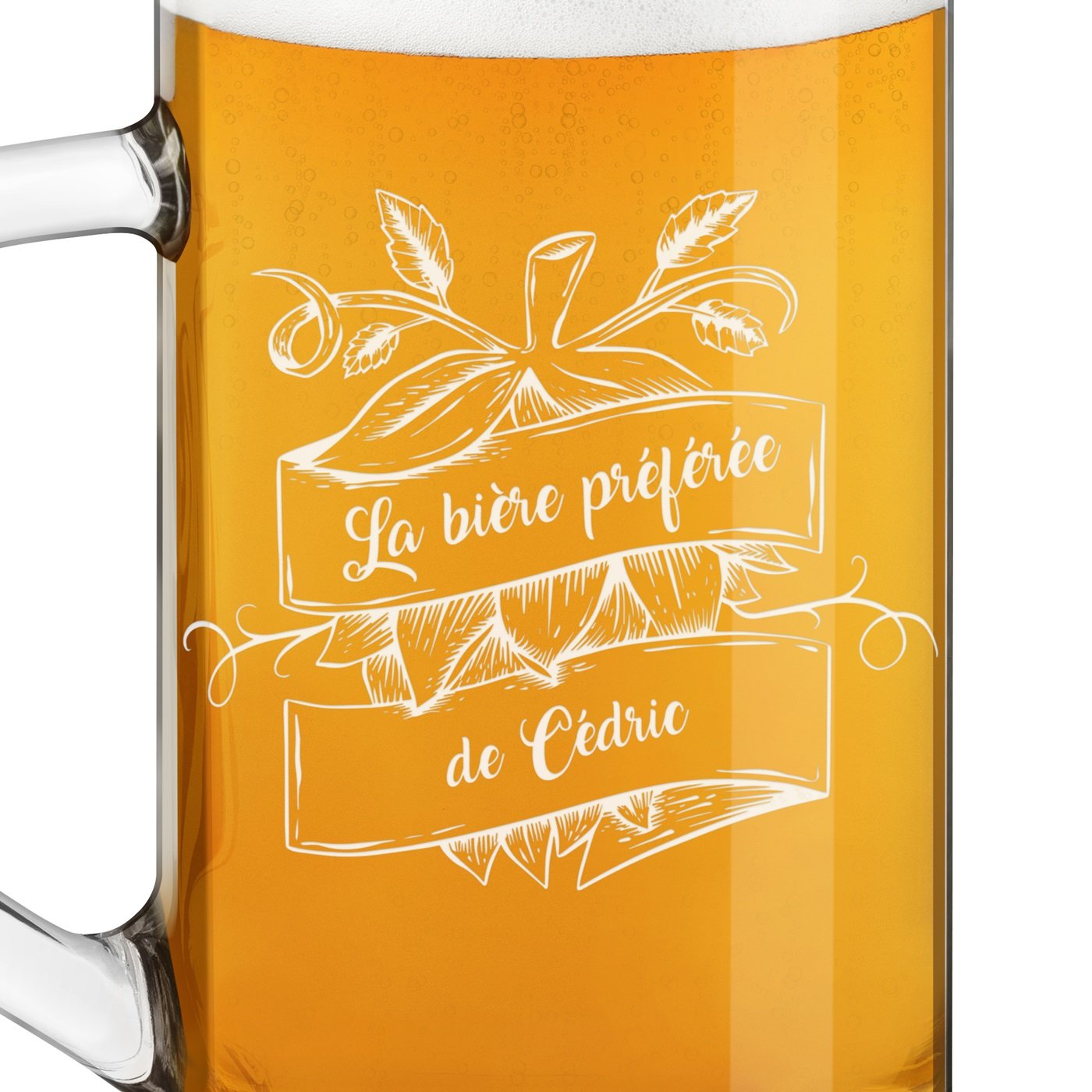 Chope à bière Geometric avec gravure pour un proche pour une bière préférée