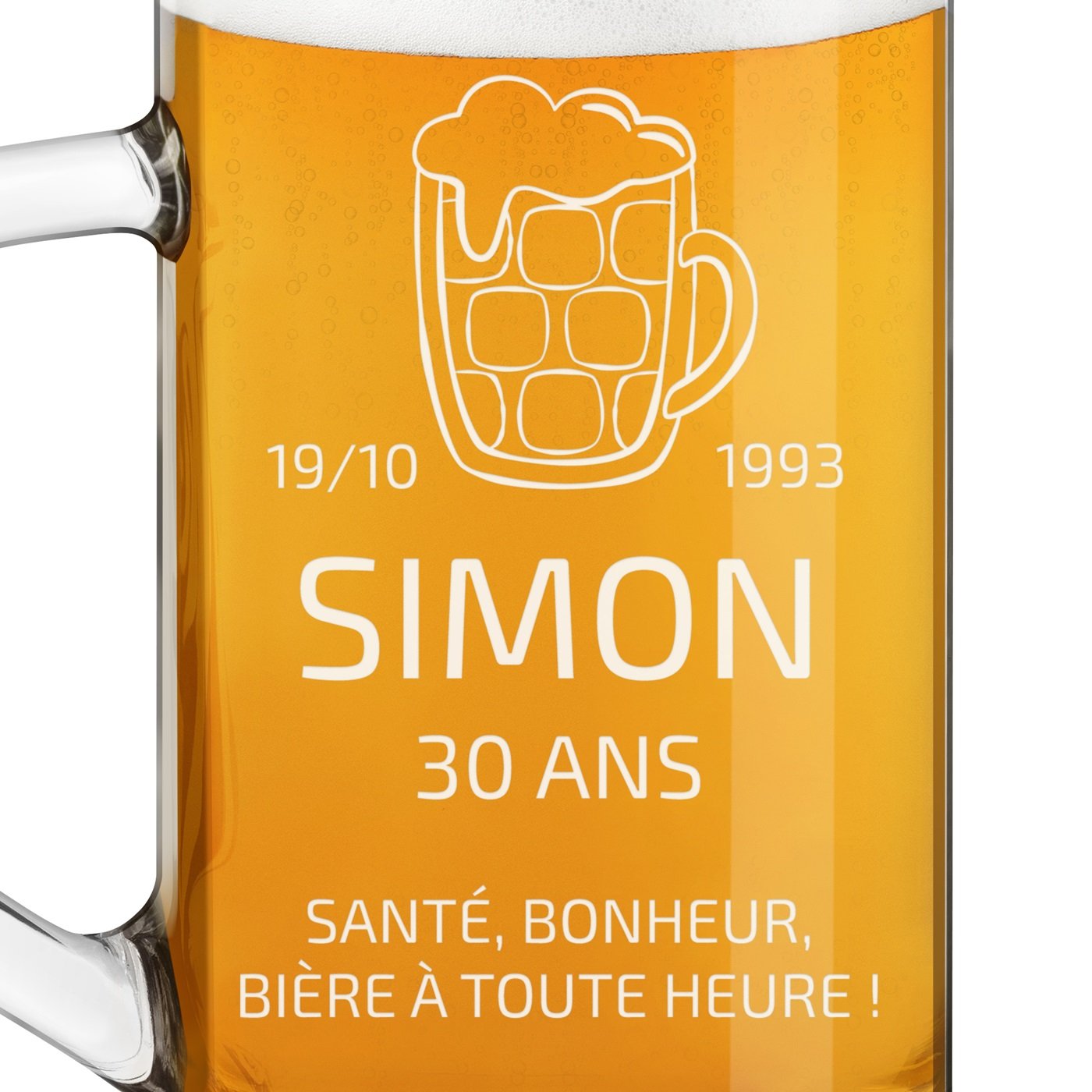 Chope à bière Geometric avec gravure pour proche pour 30e anniversaire