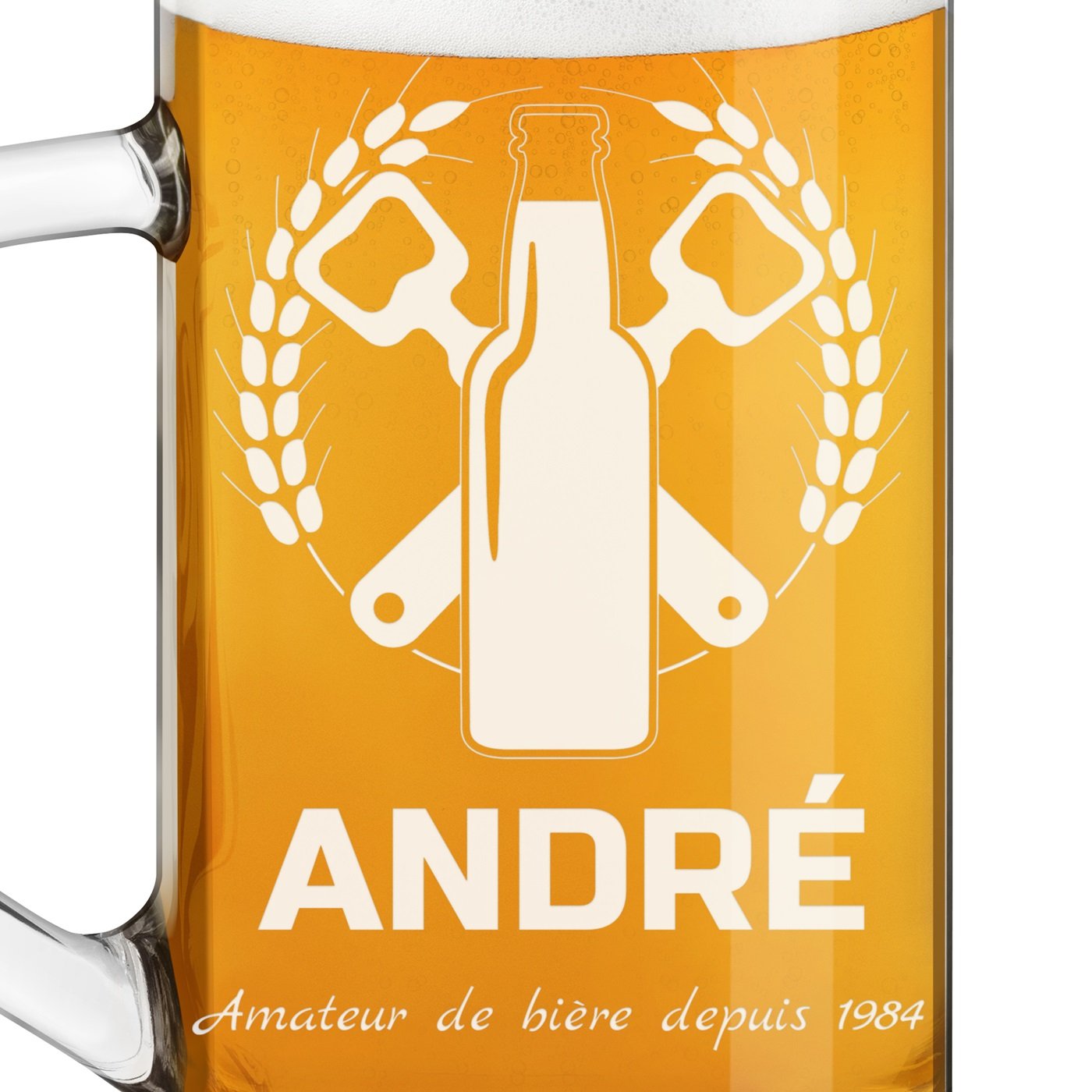 Chope à bière Geometric avec gravure pour proche pour anniversaire