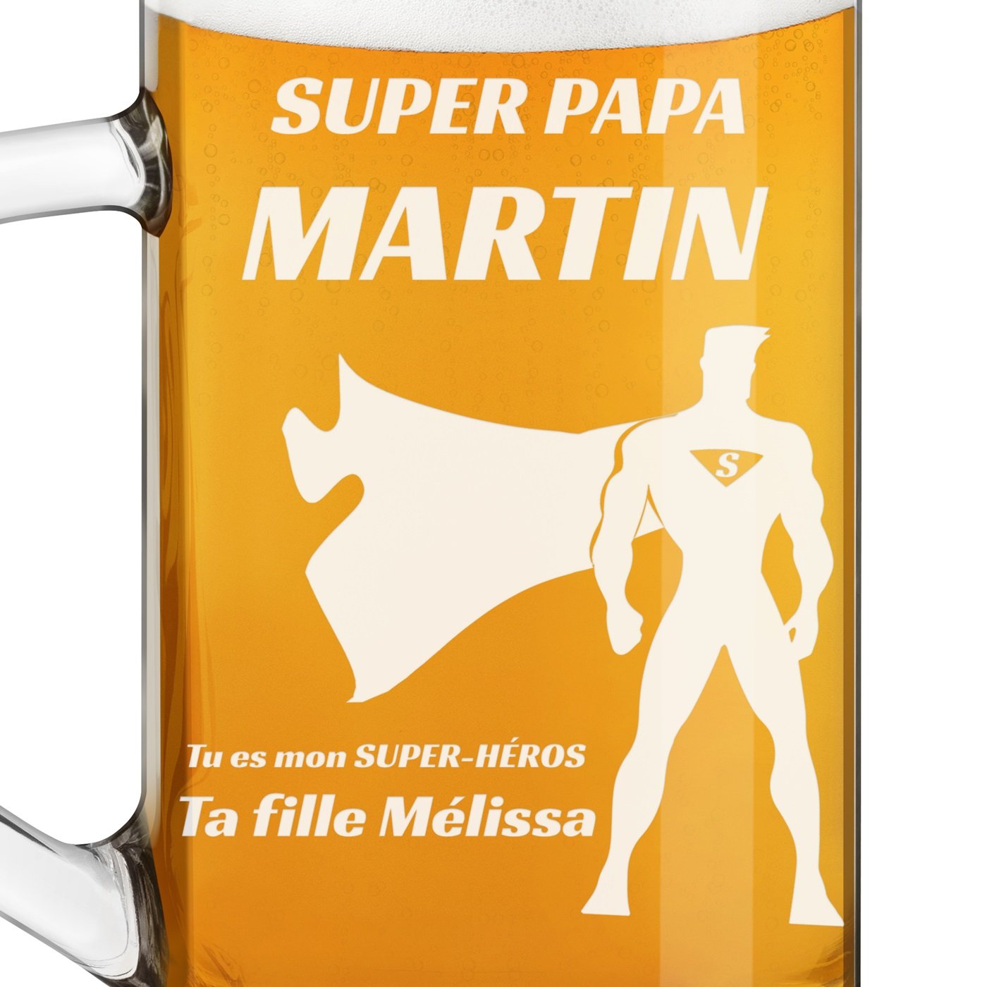 Chope à bière Geometric avec gravure pour super papa