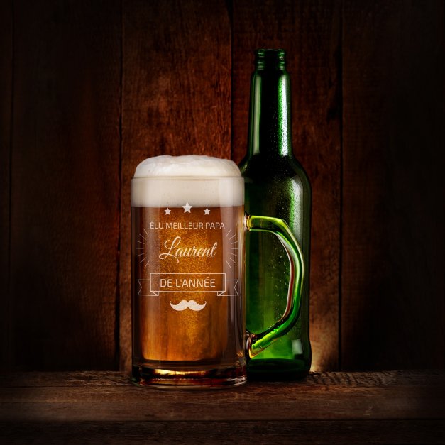 Chope à bière Geometric avec gravure pour meilleur papa