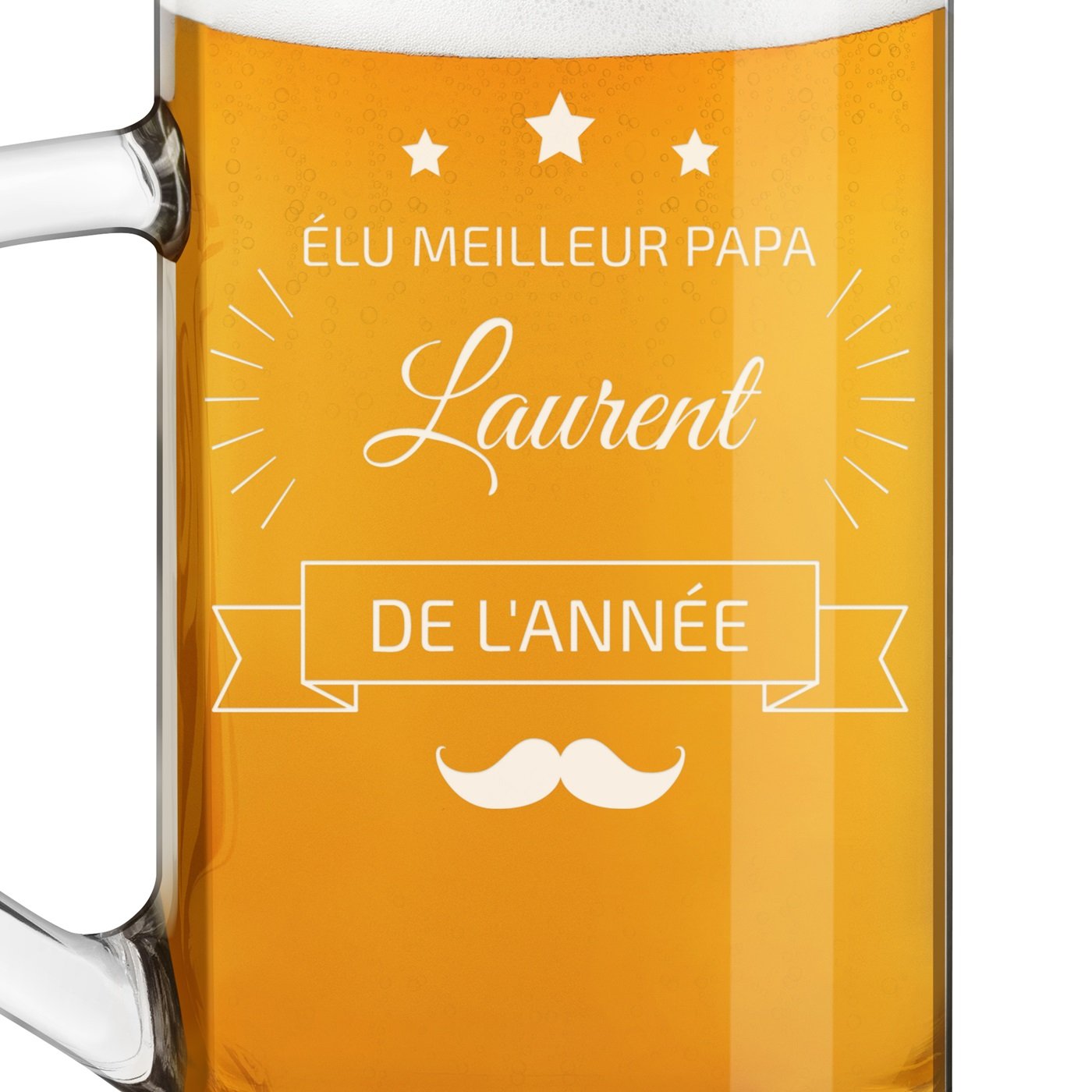 Chope à bière Geometric avec gravure pour meilleur papa