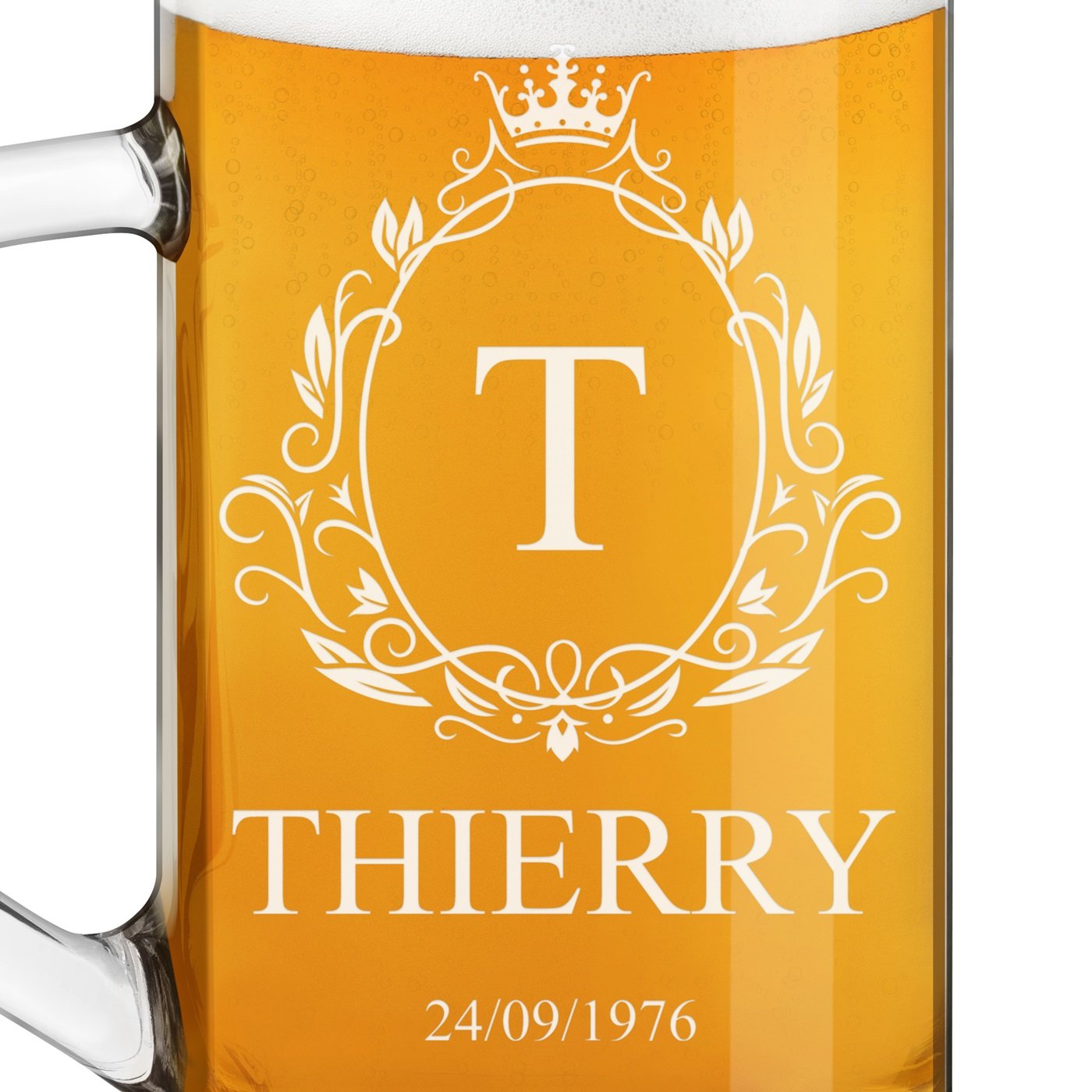 Chope à bière Geometric avec gravure pour gentleman pour anniversaire