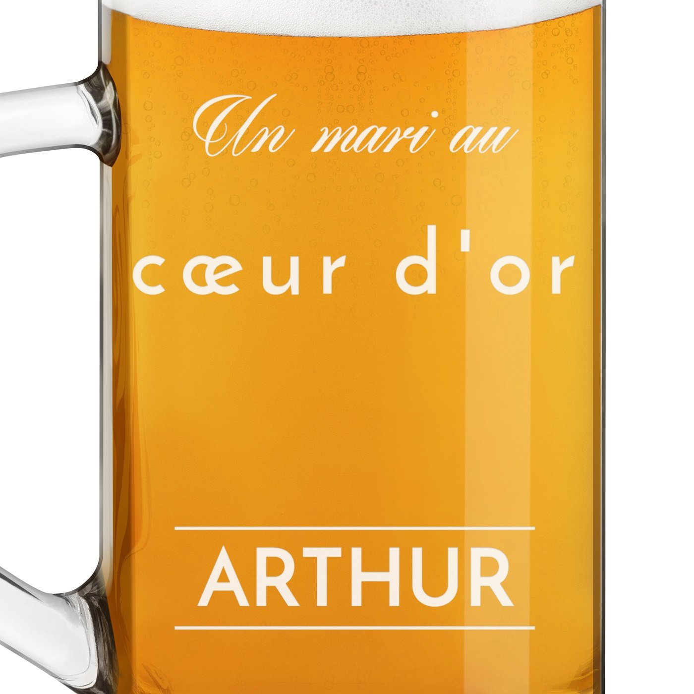 Chope à bière Geometric avec gravure pour meilleur mari