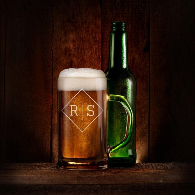 Chope à bière Geometric avec gravure pour homme avec initiales