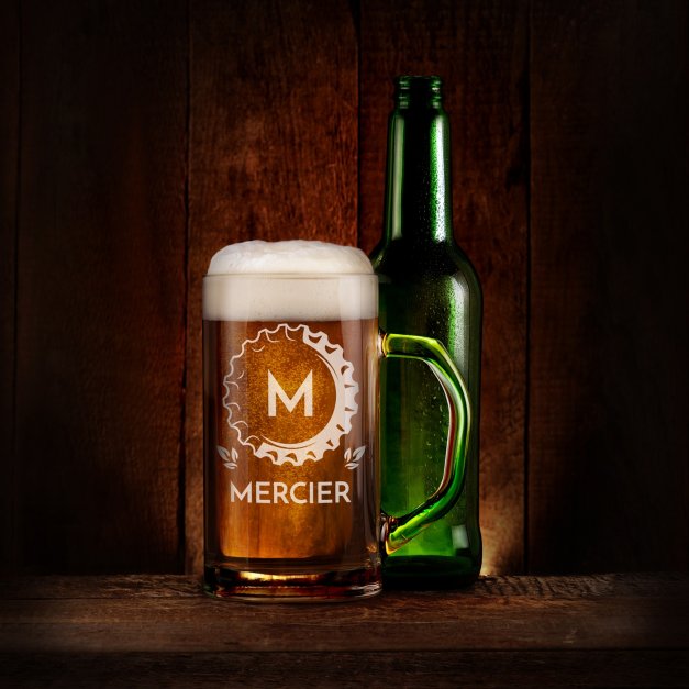 Chope à bière Geometric avec gravure pour homme avec nom