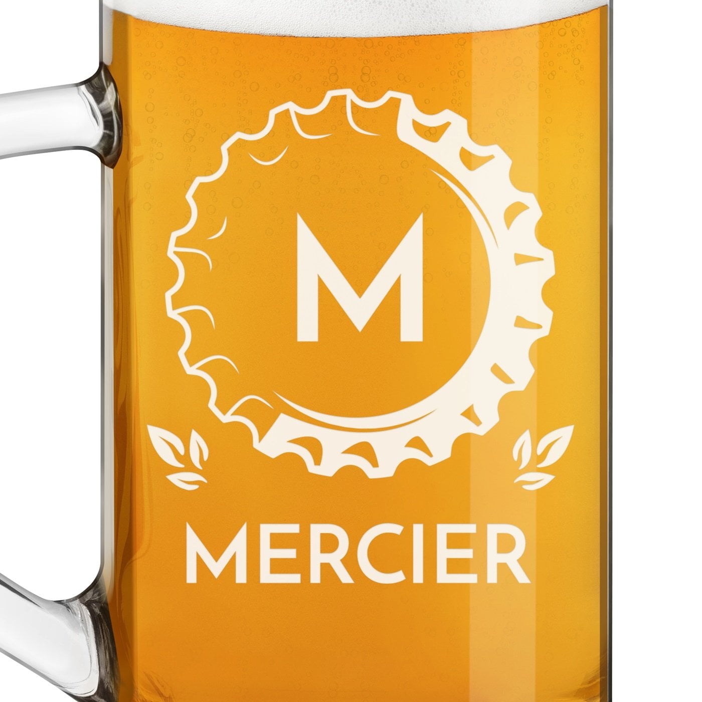 Chope à bière Geometric avec gravure pour homme avec nom