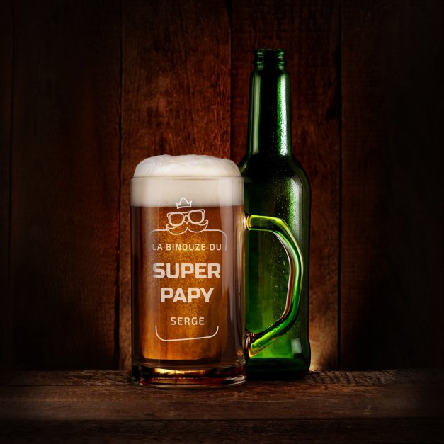 Chope à bière Geometric avec gravure pour grand-père