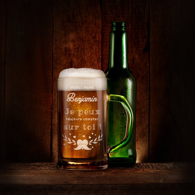Chope à bière Geometric avec gravure pour meilleur papa pour son anniversaire