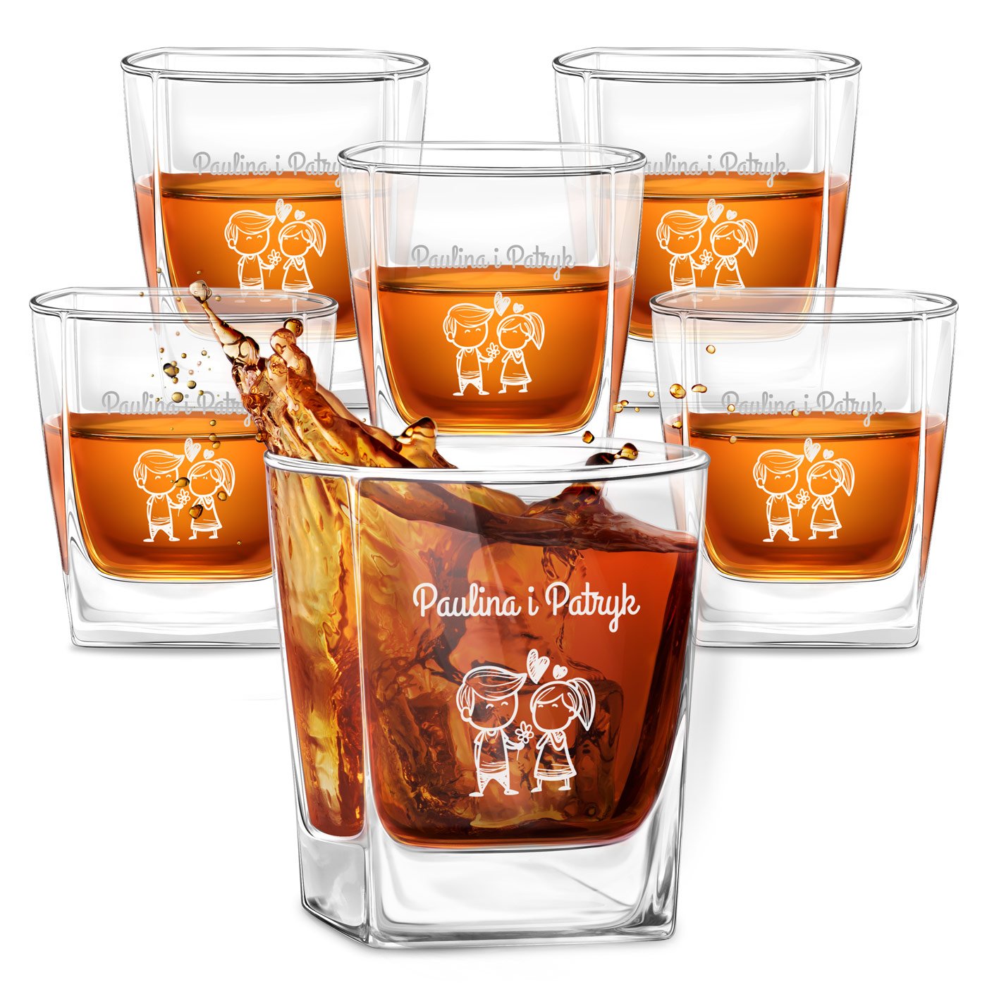 6 verres à whisky avec gravure pour des amoureux pour la Saint-Valentin