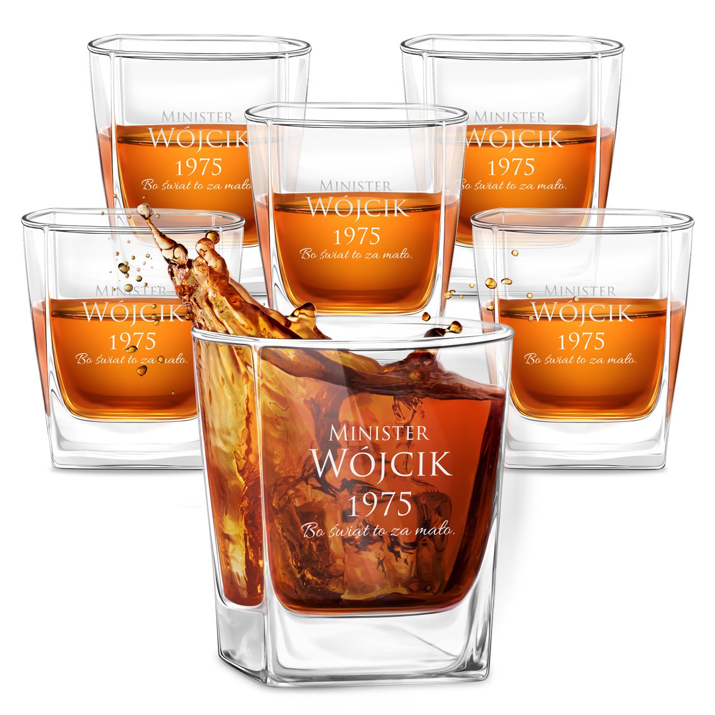 6 verres à whisky avec gravure pour un homme d'affaires
