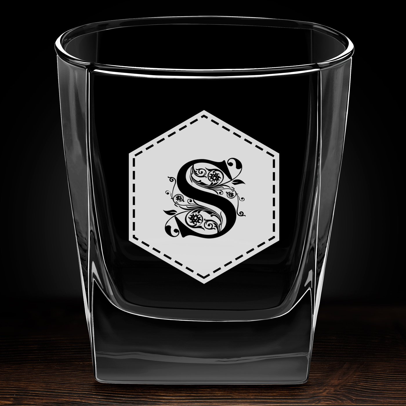 Verre à whisky avec gravure pour homme avec une initiale