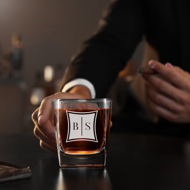 Verre à whisky avec gravure pour couple avec des initiales
